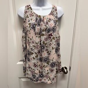 LOFT Pink and GreySleeveless Tank Top with Relaxed Fit Large